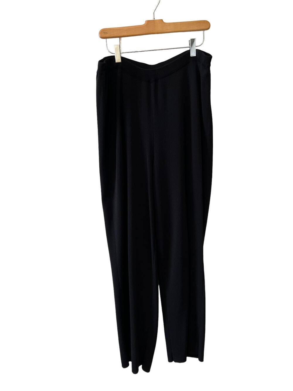 Chicos Rayon Knit Wide Leg Pants Black L